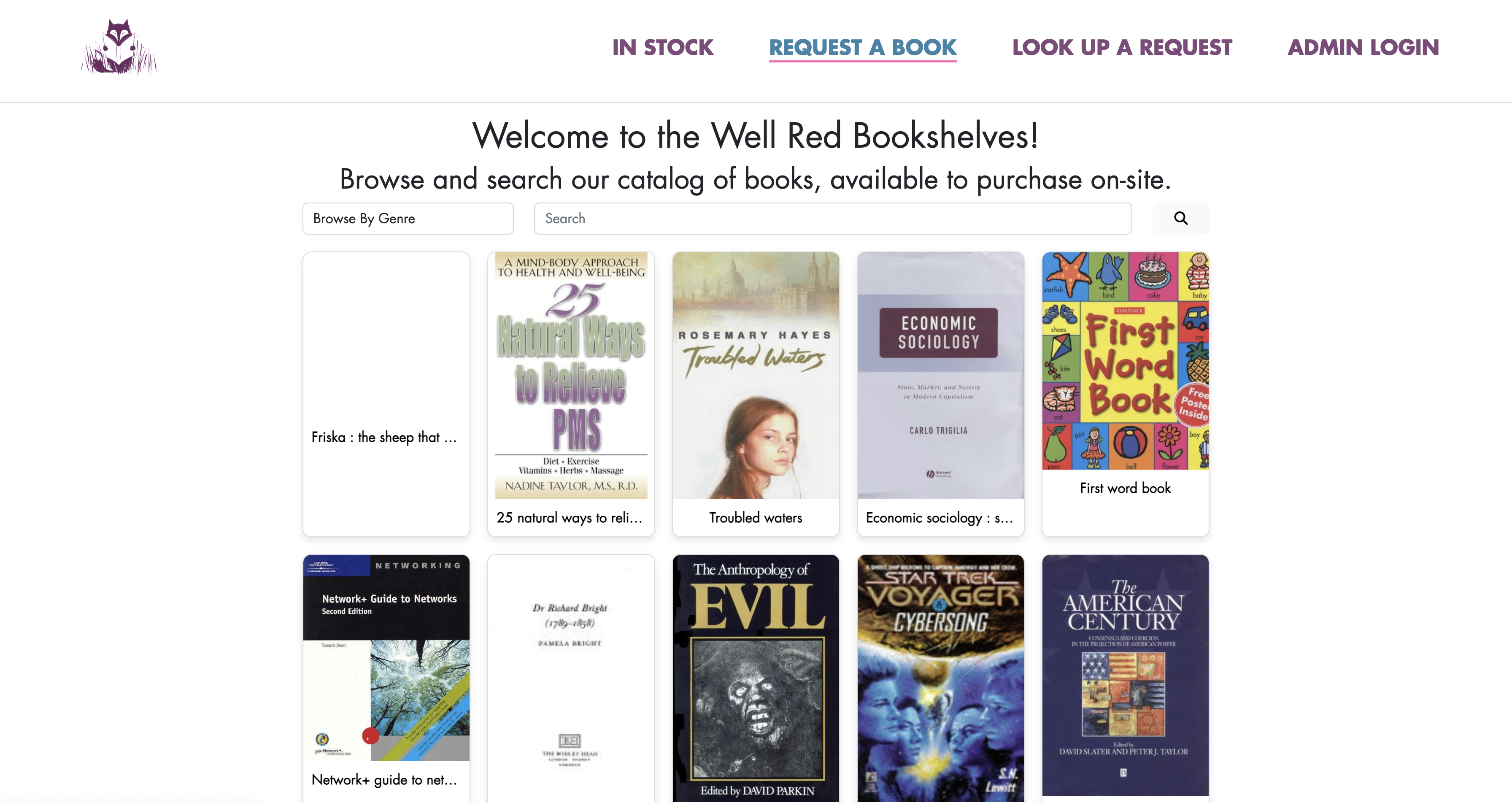 The Well Red Bookshelves website.